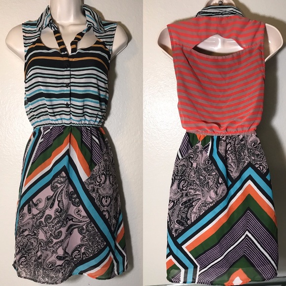 American Rag Cie multi-patterned collar dress - Picture 1 of 6
